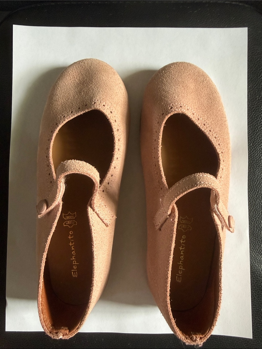 Elephantito Blush Pink Suede Mary Jane Flats